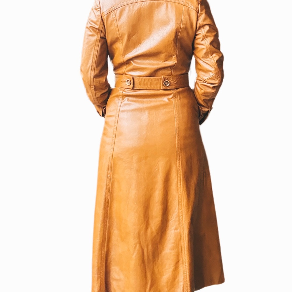 Vintage 1970s Gassy Jack by Gabriel Levy Caramel Leather Trench Coat